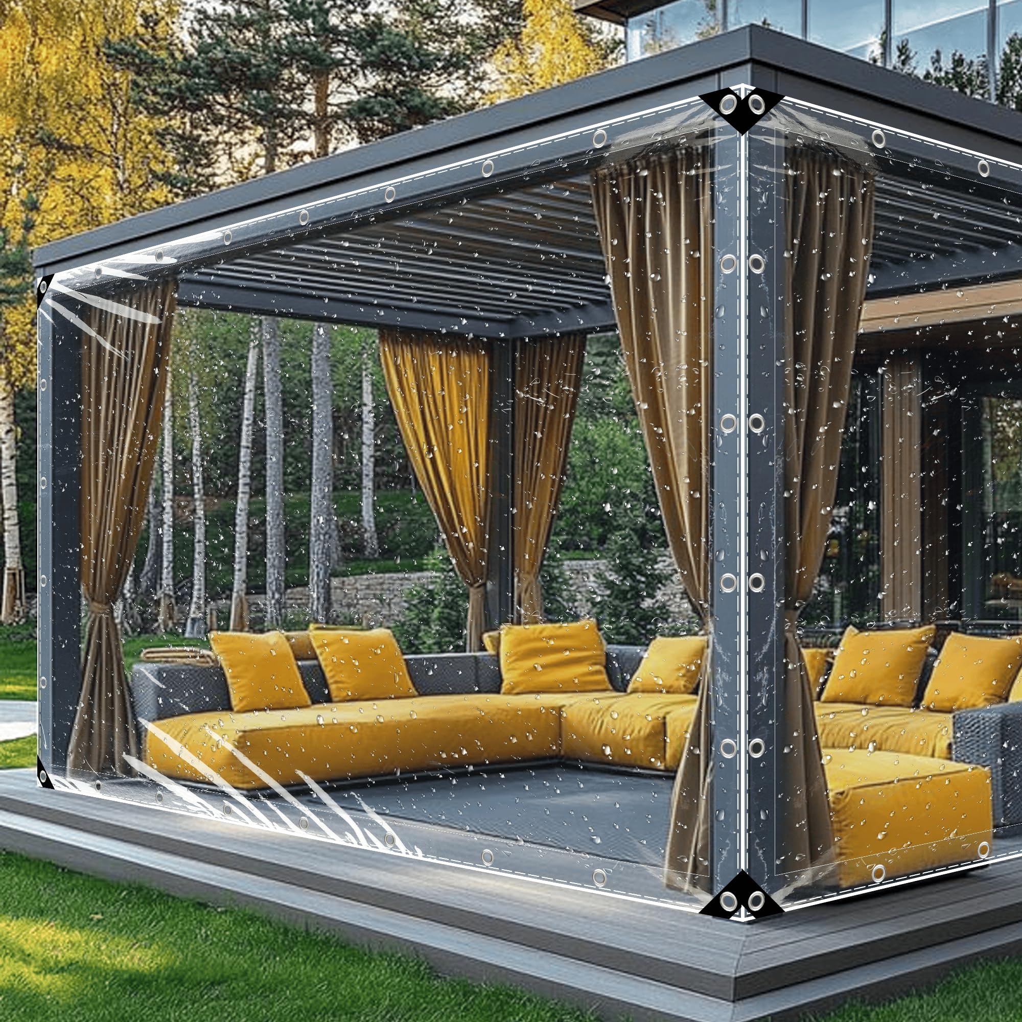 Lona transparente de PVC para terraza y protección de muebles de exterior