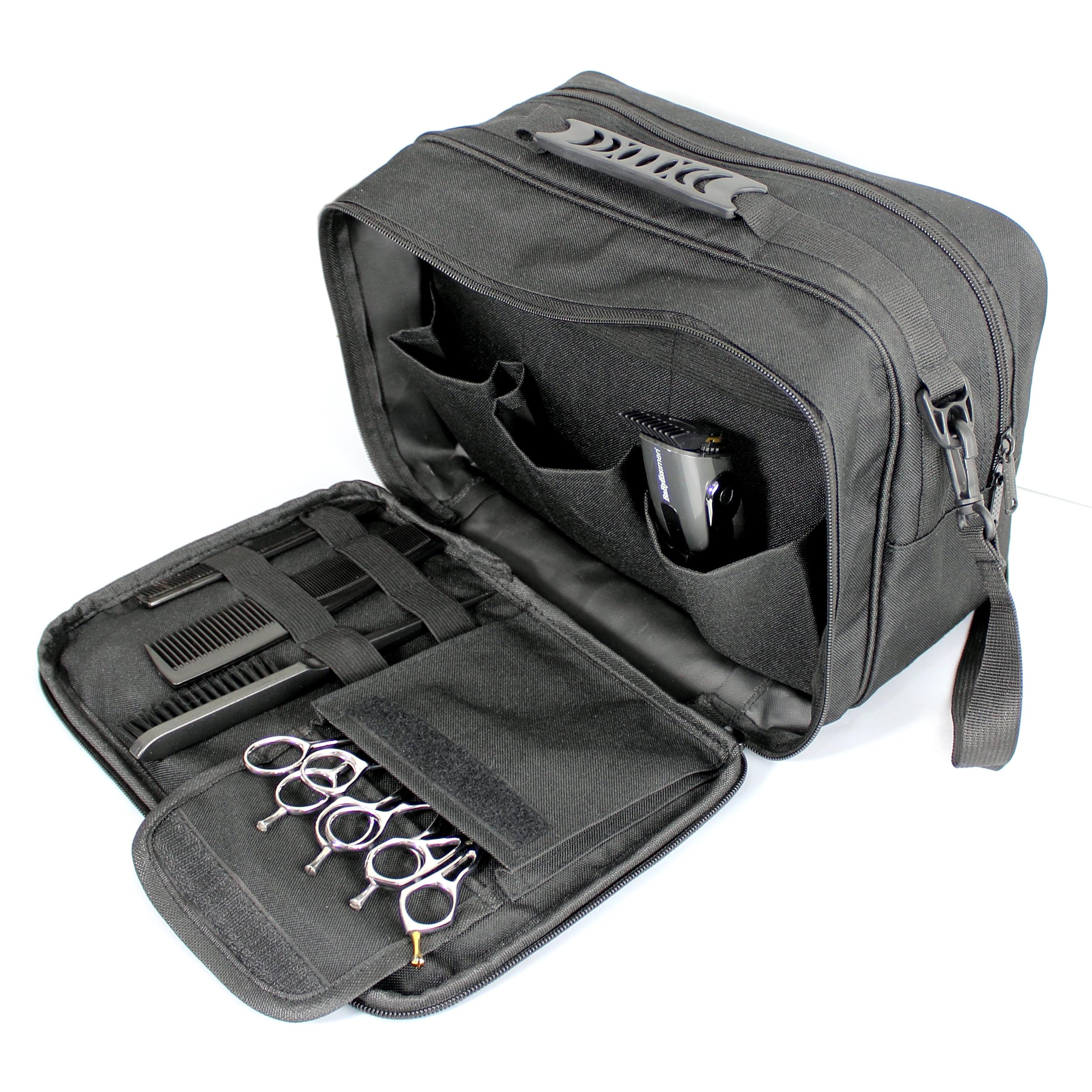 Kassaki Pro Hairdressing Bag-Professional Hairdresser Bag & Hairdressing Kit Bag with Multiple Compartments and Loops for Salon Equipment Storage
