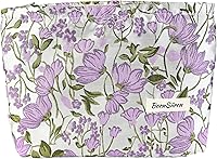 BornSiiren Purple Floral Embroidered Makeup Bag for Women - Large Capacity Toiletry Cosmetic Bag with Lining & Zipper