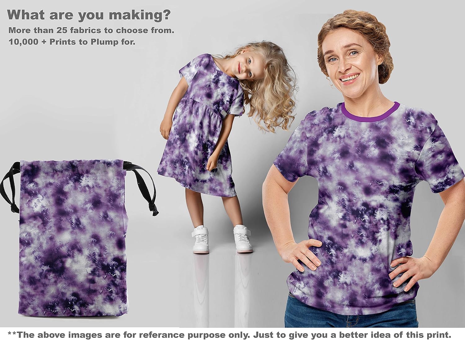 oneOone Cotton Cambric Purple Fabric Tie Dye Craft Projects Decor Fabric Printed by The Yard 56 Inch Wide-FO