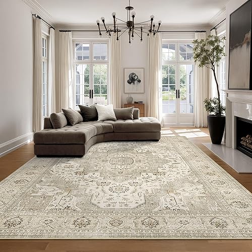 Miniatura 56 de Alfombras de área de 8 x 10 pies para sala de estar, vintage lavable con parte trasera antideslizante, resistente a las manchas, alfombra de área