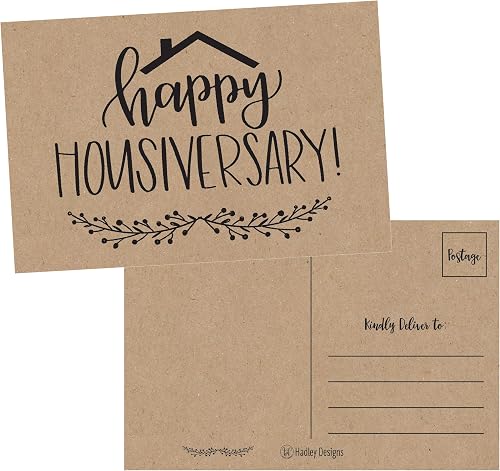 Hadley Designs 25 Kraft Happy Home Anniversary Realtor Cards: A Practical Gift for Real Estate Professionals