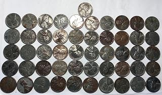 1943 P Lincoln Wheat Cent Penny Roll (50) Coins Circulated Penny Seller Very Fine