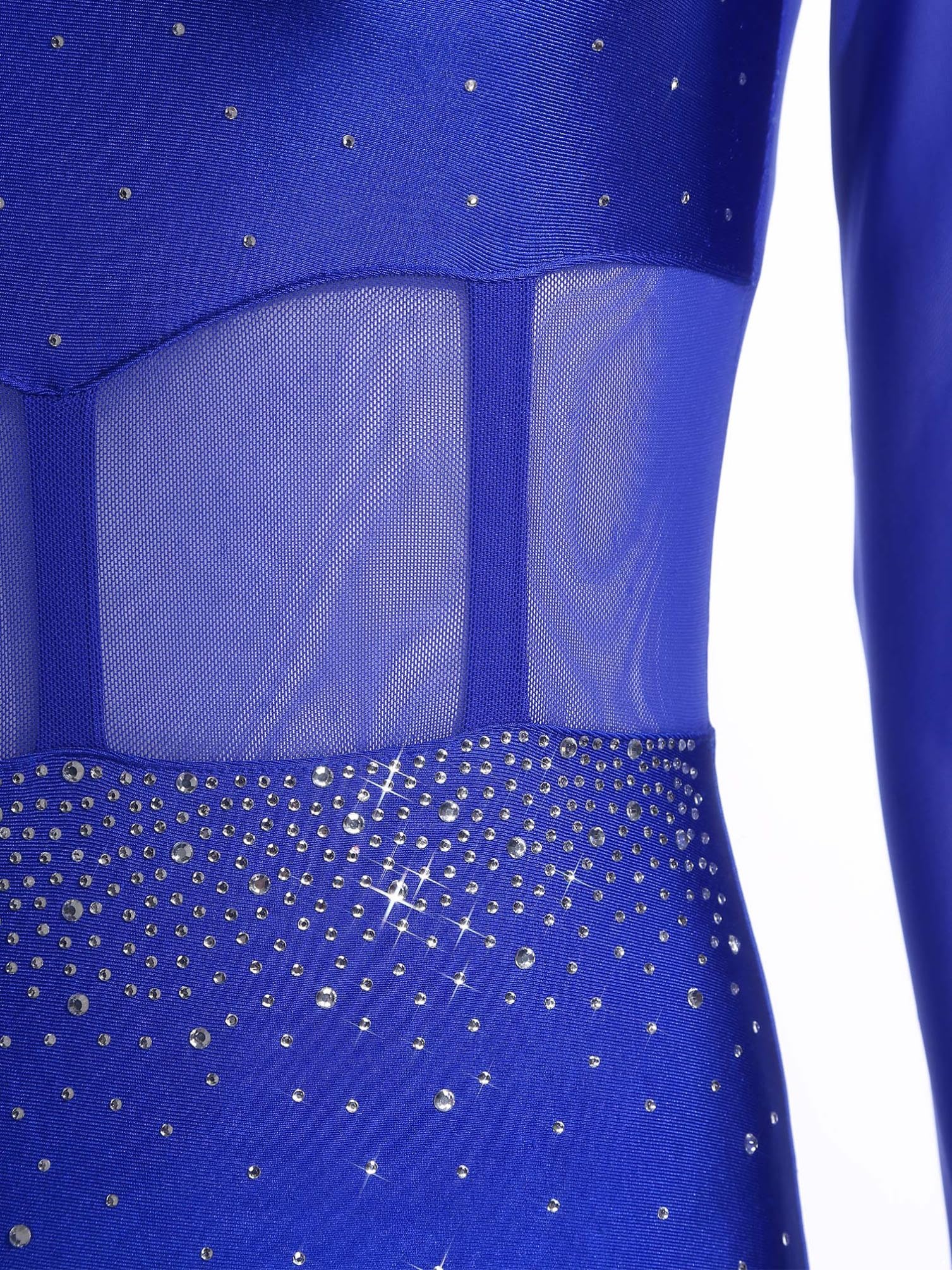 inhzoy Body Ginnastica Ritmica Donna Manica Lunga Balletto Body Danza Classica Moderna Tuta Intera da Pattinaggio Artistico con Strass Jumpsuit Tutina Dancewear