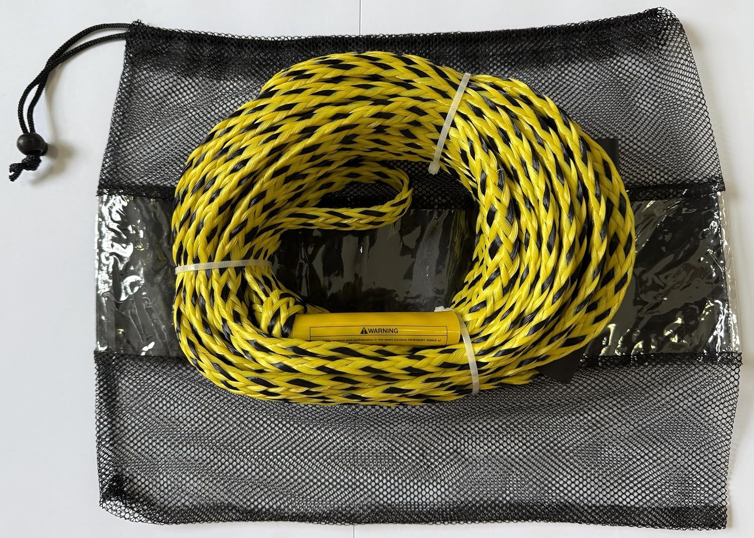 Boat Tow Rope for Tubing, 60FT Tube Boating Ropes Heavy Duty Thick for Ski Float Water Skiing with Floating Foam Wakeboard Towable Tube with Bag Yellow and Black