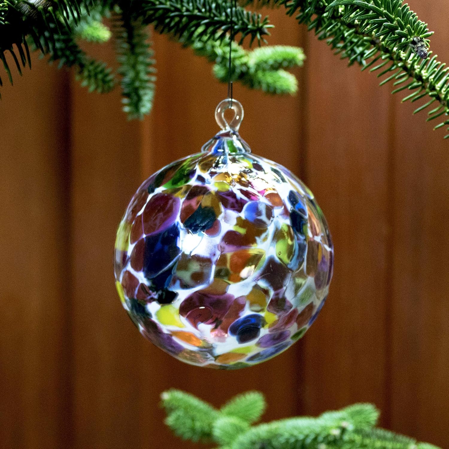 Hand Blown Glass Ornament - Suncatcher - Witches Ball - in “Magic Mix White Powder” Dehanna Jones : Handmade Products