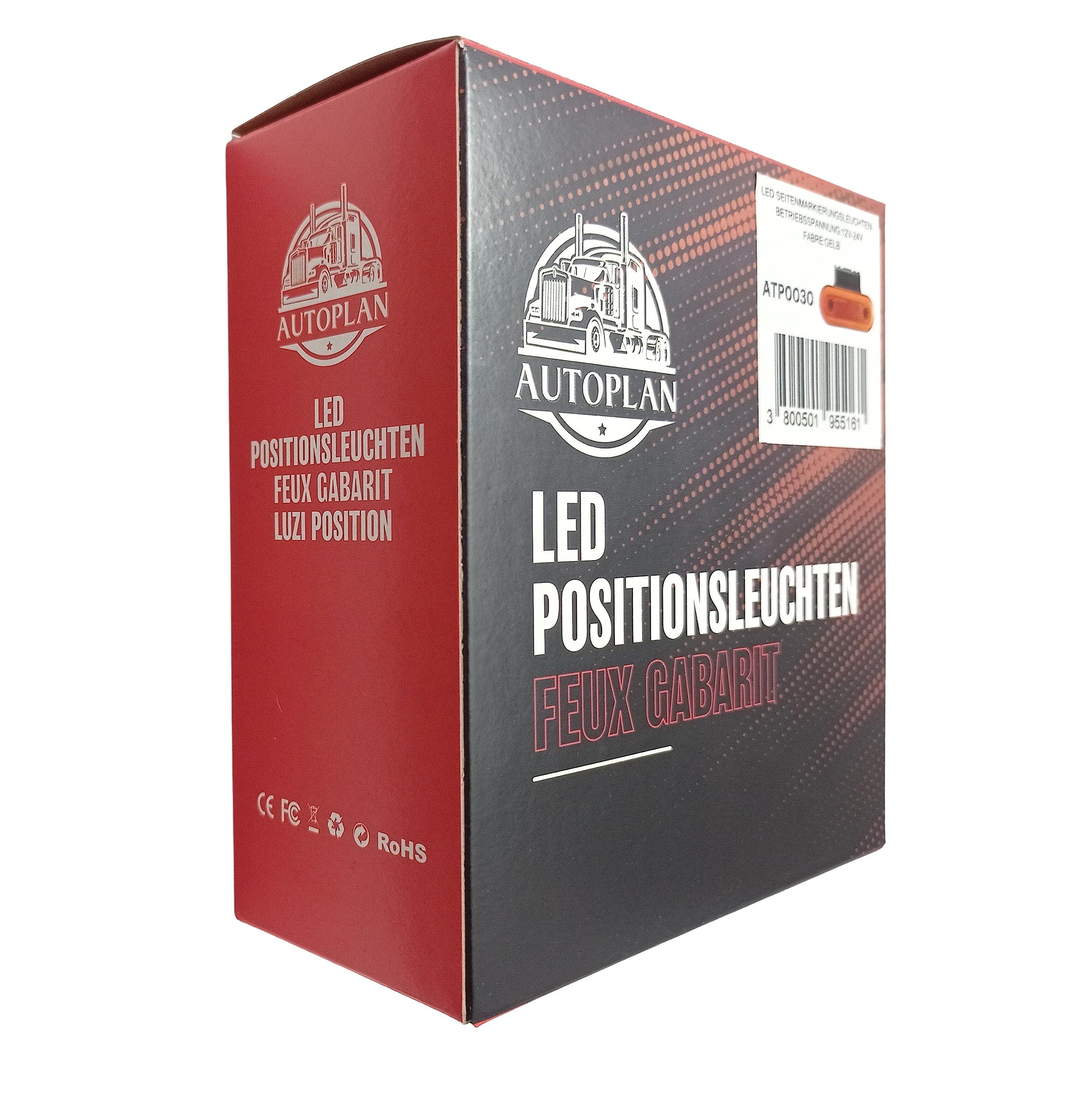 4 x LED Luci di Posizione Laterali Indicatore Ingombro Arancia Giallo Ambra Camion Rimorchio Furgoni 12v 24v E9
