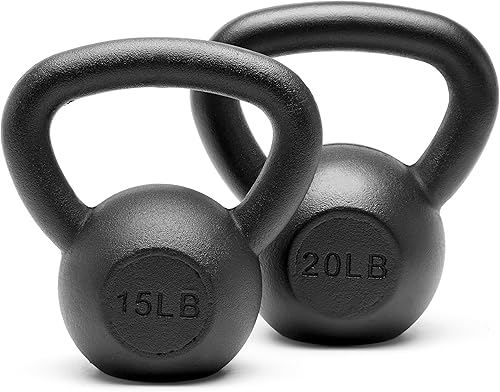 Miniatura 16 de Juego de pesas rusas de hierro fundido sólido con recubrimiento en polvo, 5, 10, 15, 20, 25, 30, 35, 40, 45 libras, todas las combinaciones V-negro