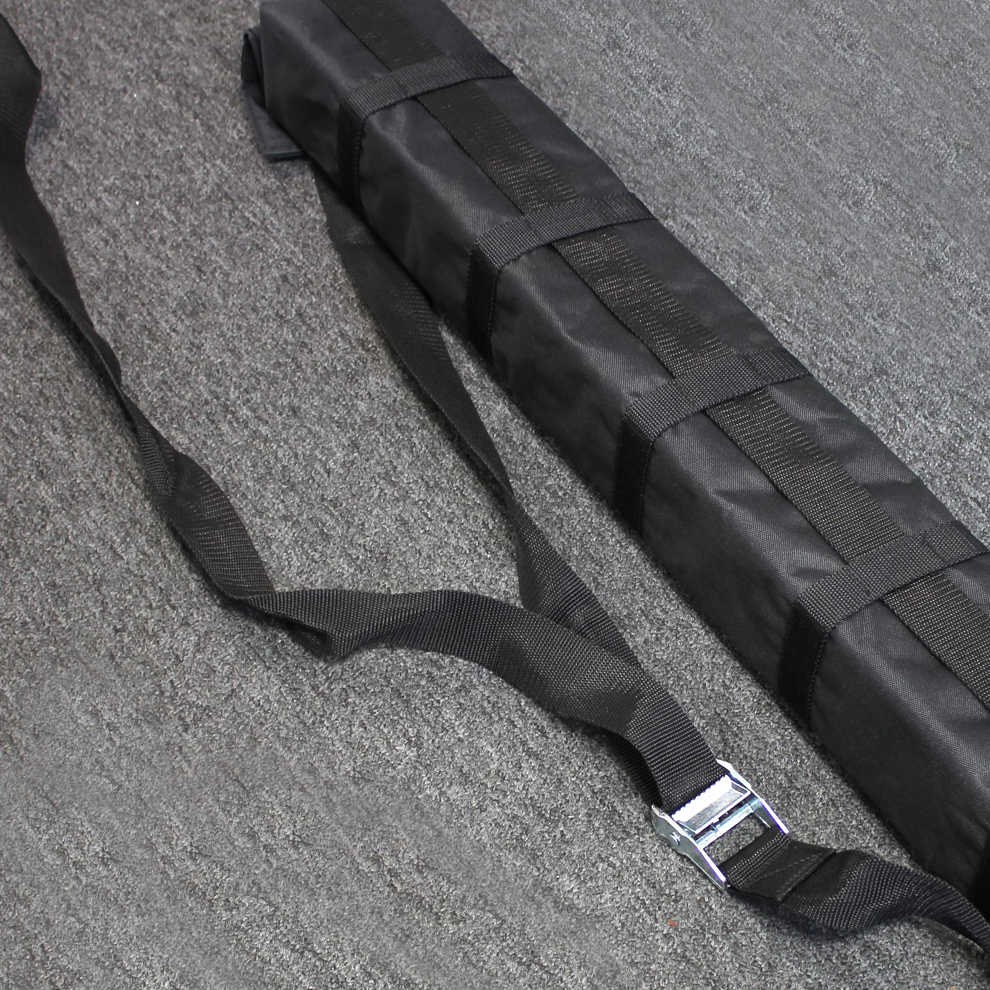FISHTEC Galerie d'Appoint Toit Voiture - Jusqu'à 75 kg Textile Oxford 600 D Ultra résistant 2 Sangles d'arrimage 350 cm Sangle de Fixation 170 Noir Adaptable Tout Type véhicule