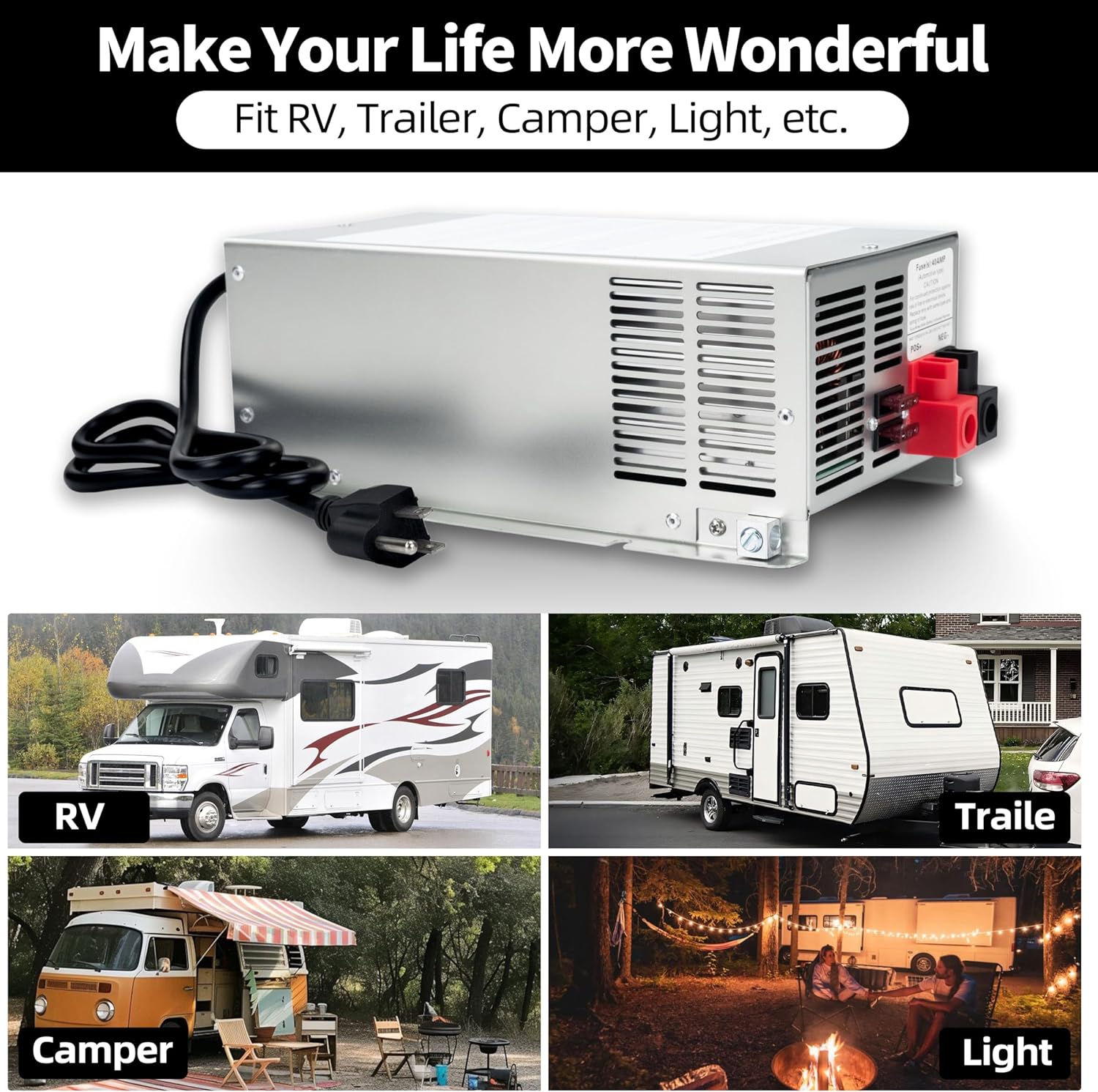 𝐔𝐩𝐠𝐫𝐚𝐝𝐞 WF-9865-AD 65 Amp RV Power Converter Charger, Replace for RV Camper WF-9800 Series, WF-9865, WF-9865-AD, for Lead-Acid/Lithium Battery Three-Stage Charge Rv Converter 65 Amp