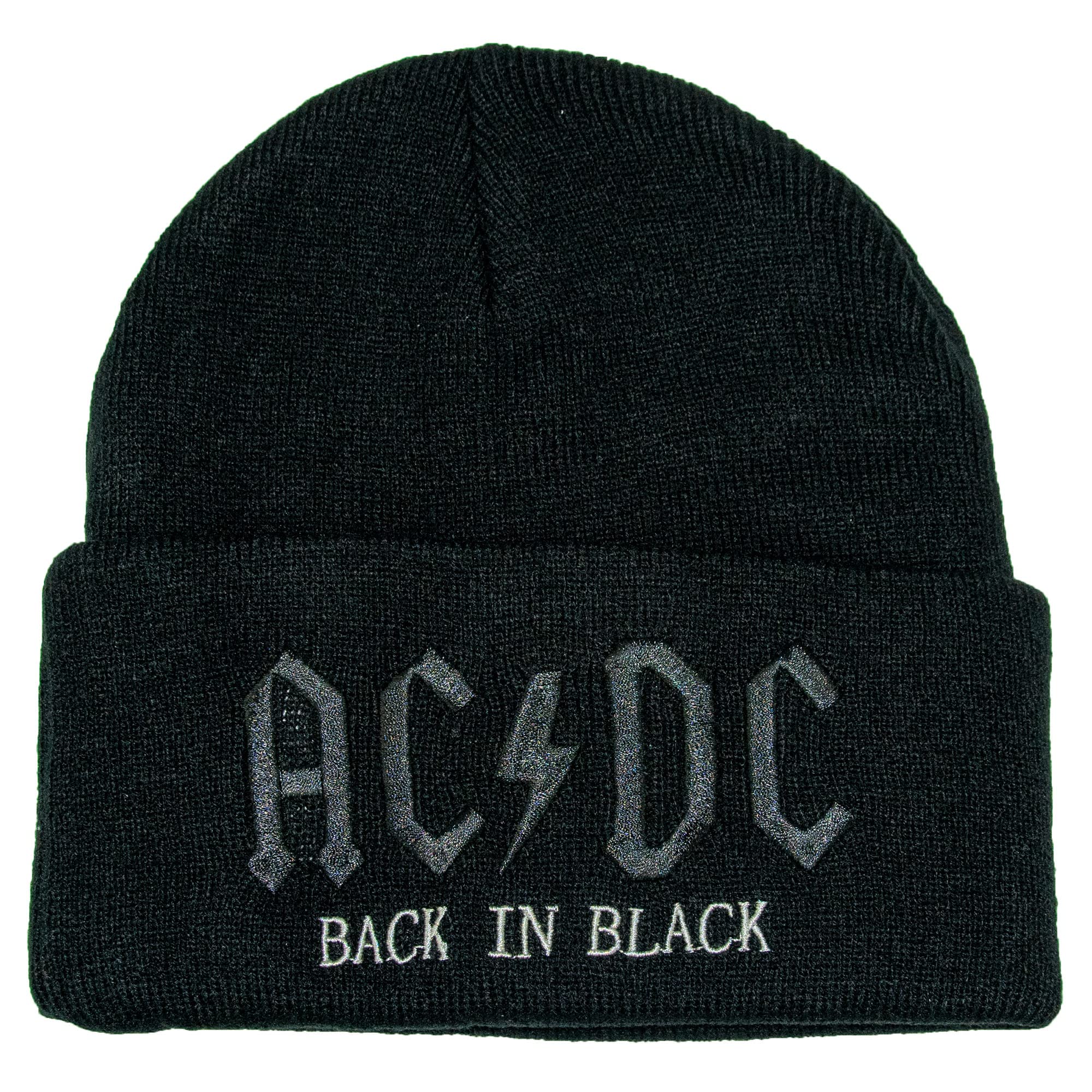Amplified Unisex Adult Back in Black AC/DC Beanie (One Size) (Black/White)