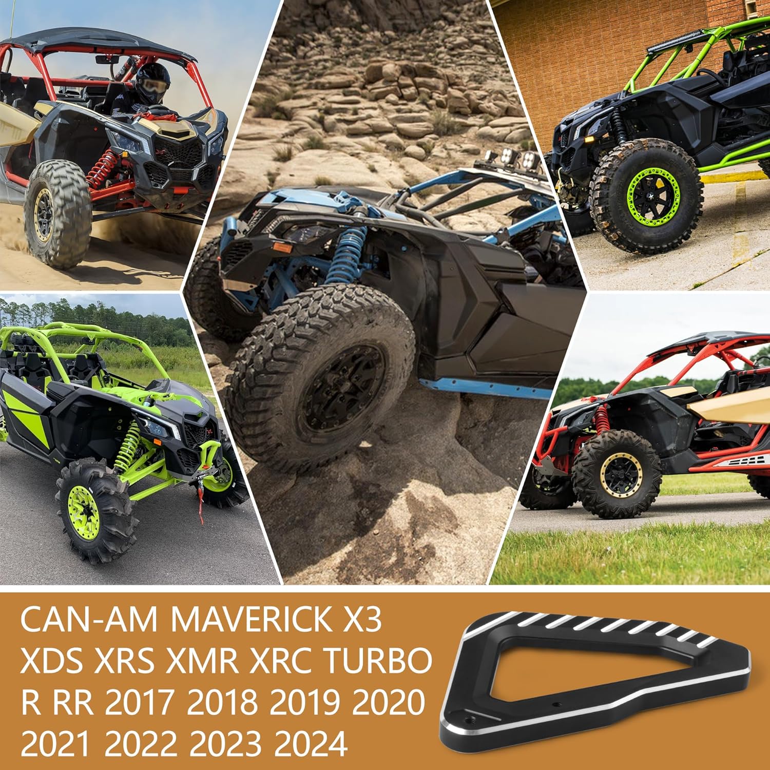 Aluminum X3 Grab Handles Compatible with 2017 2018 2019 2020 2021 2022 2023 2024 2025 Can-Am Maverick X3 XDS XRS XMR XRC Turbo R RR Accessories, Heavy Duty Billet Grab Handles, 1 Pair