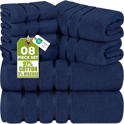 Utopia Towels - Juego de Toallas de Lujo de 8 Piezas, 2 Toallas de Baño, 2 Toallas de Mano y 4 Paños de Lavado, Juego de Toallas Altamente Absorbentes 100% Algodón Ring Spun(Rojo)