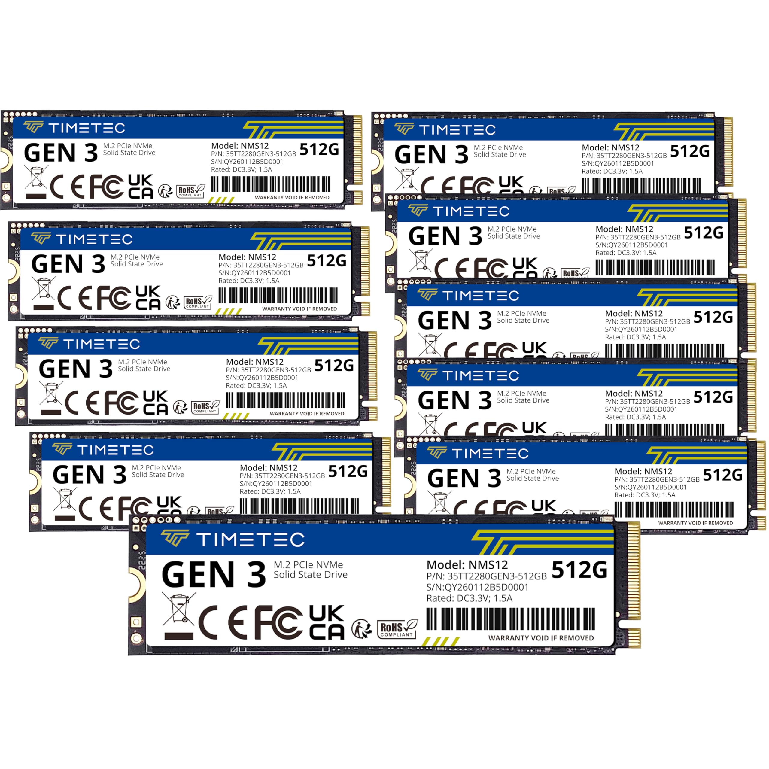 Amazon.com: Timetec 512GBx10 (10 Pack) SSD NVMe PCIe Gen3x4 8Gb/s