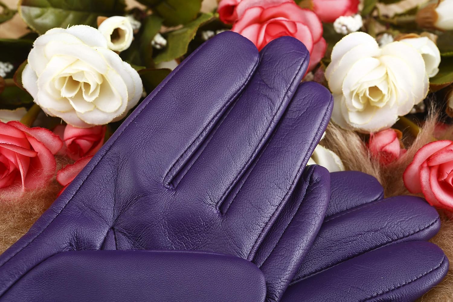 Women's Italian Leather Gloves Lambskin Winter Comfort Gloves (Touchscreen or Non-Touchscreen) - Image 6