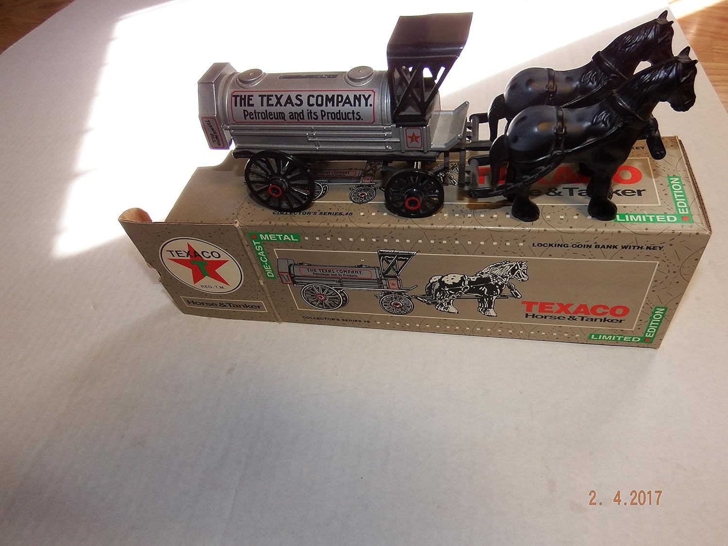Texaco ERTL Die Cast Horse & Tanker Locking Coin Bank Collector's Series #8