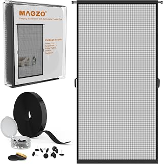 MAGZO Hanging Screen Door, Fits 36"x80" Door (Curtain Size 38''x81''), Gray