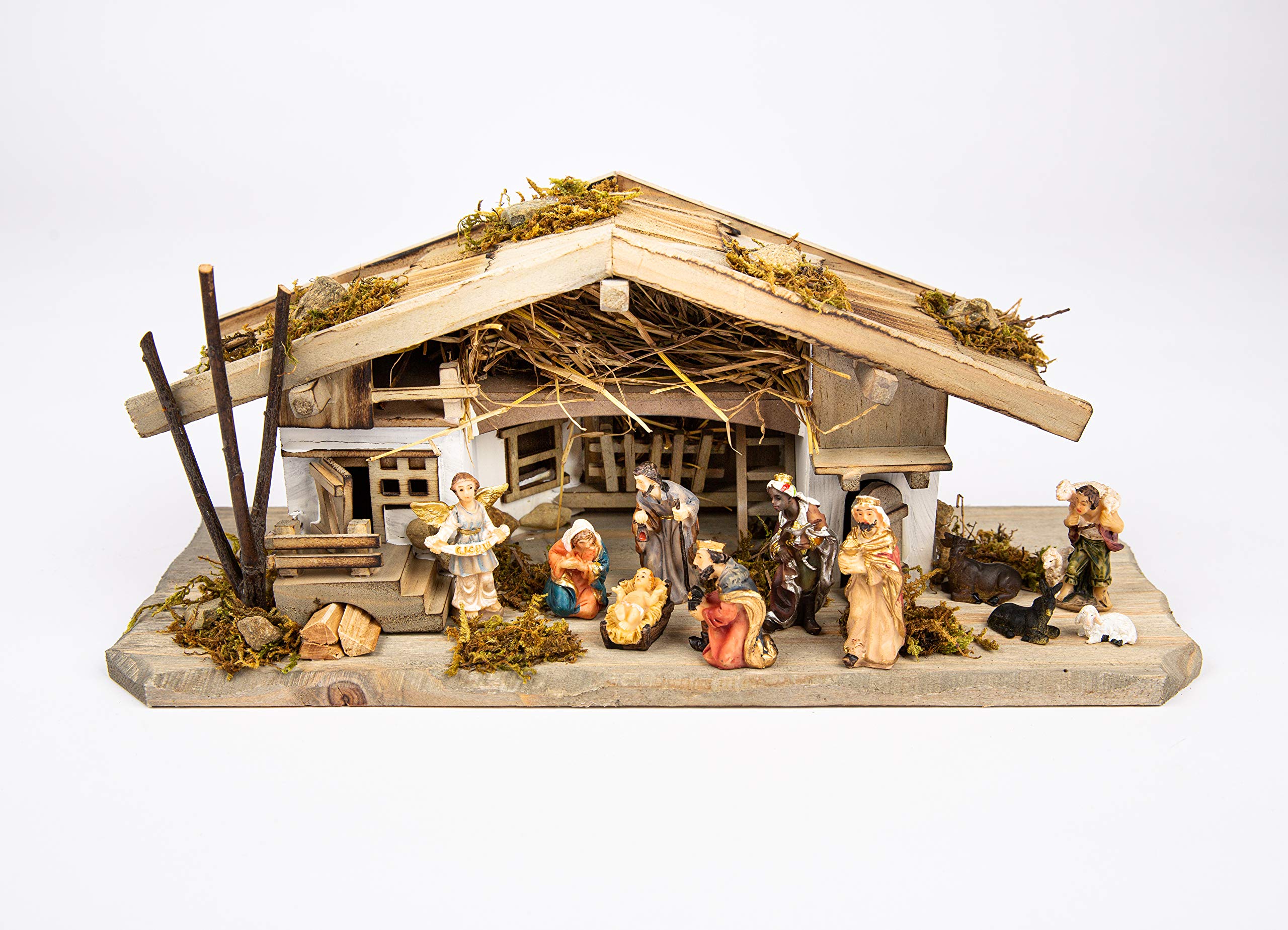Weihnachtskrippe W20 mit Figuren Krippe Weihnachtskrippen Stall Krippen
