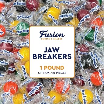 Jawbreakers Hard Candy Balls, 1 Pound Bag, Individually Wrapped | Large Jaw Breakers, Orange Lime Grape Cherry Lemon Flavors, Bulk Treats, For Parties