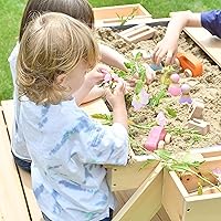 Vista 7 de Avenlur Mesa de arena de madera para niños, juego sensorial, madera de pino duradera, portátil, estante de almacenamiento, juego imaginativo