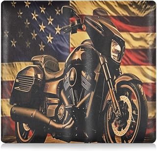 Vintage Motorcycle Flag Car Registration and Insurance Holder - Slim PU Leather Glove Box Organizer for Essential Documents | Vehicle Document Wallet for Men & Women