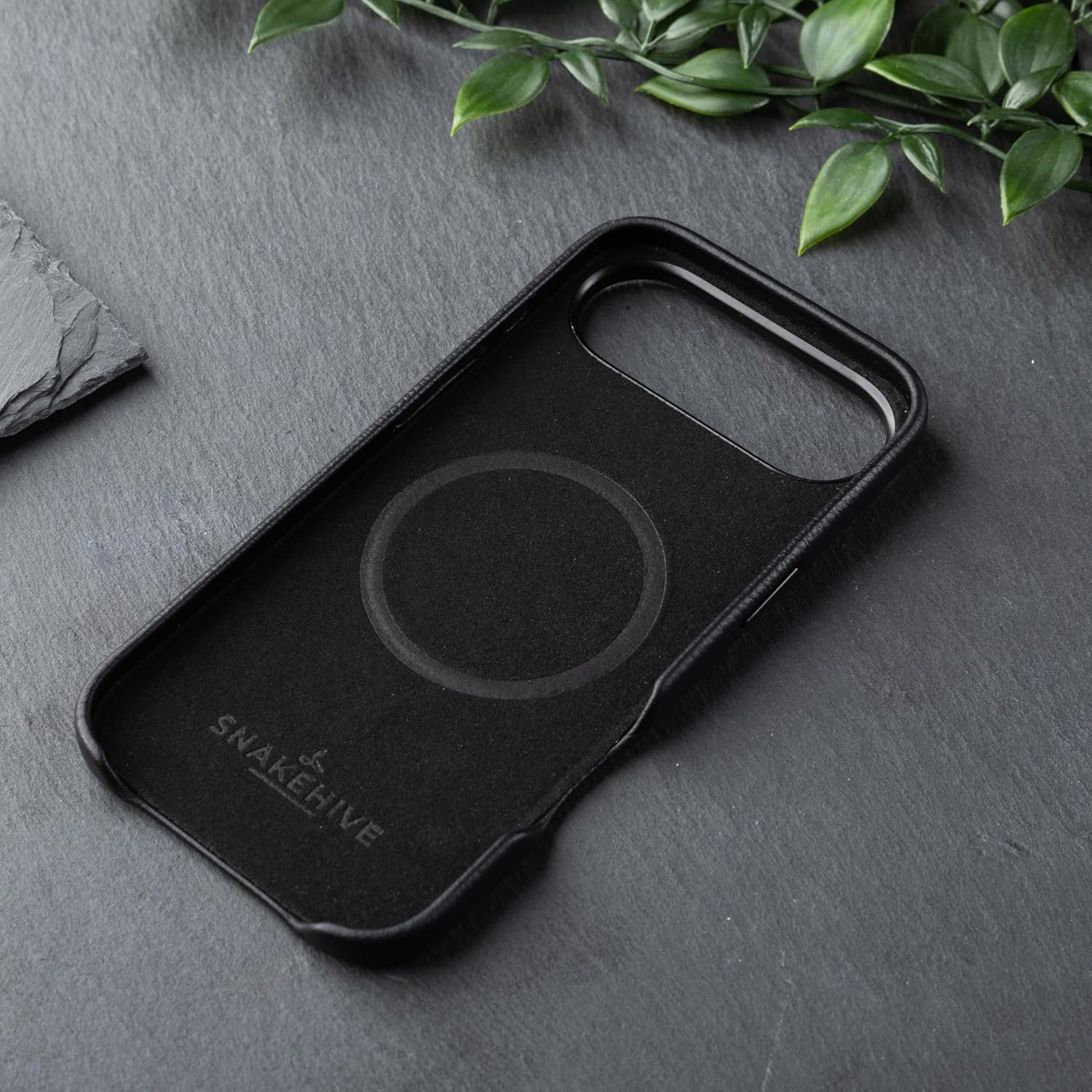 Snakehive Leather Case for iPhone Air - Slim Protective Case - MagSafe Compatible - Dappled Black