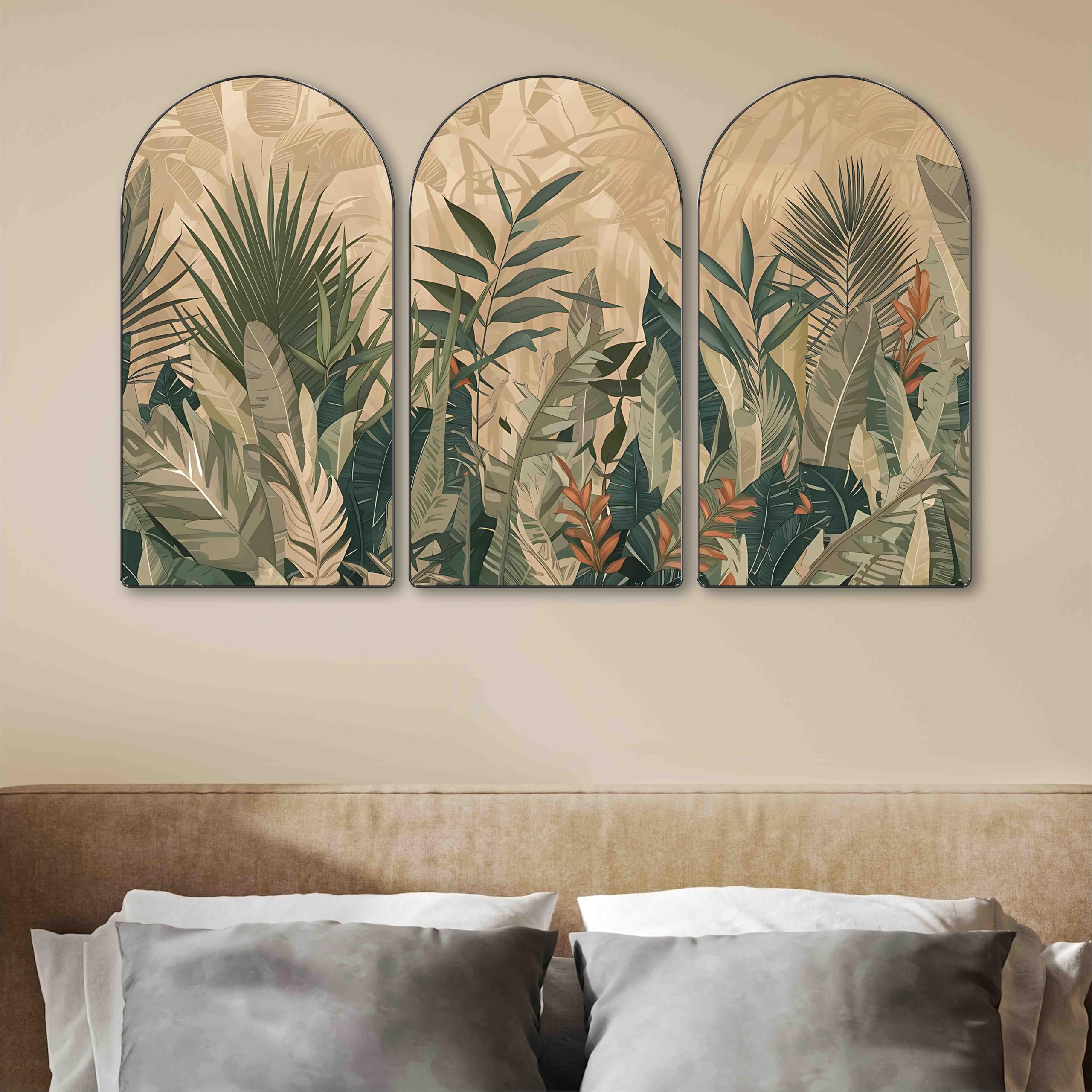 Livin'luxe Tropical Wall Art - 3 Panel Botanical Painting -2