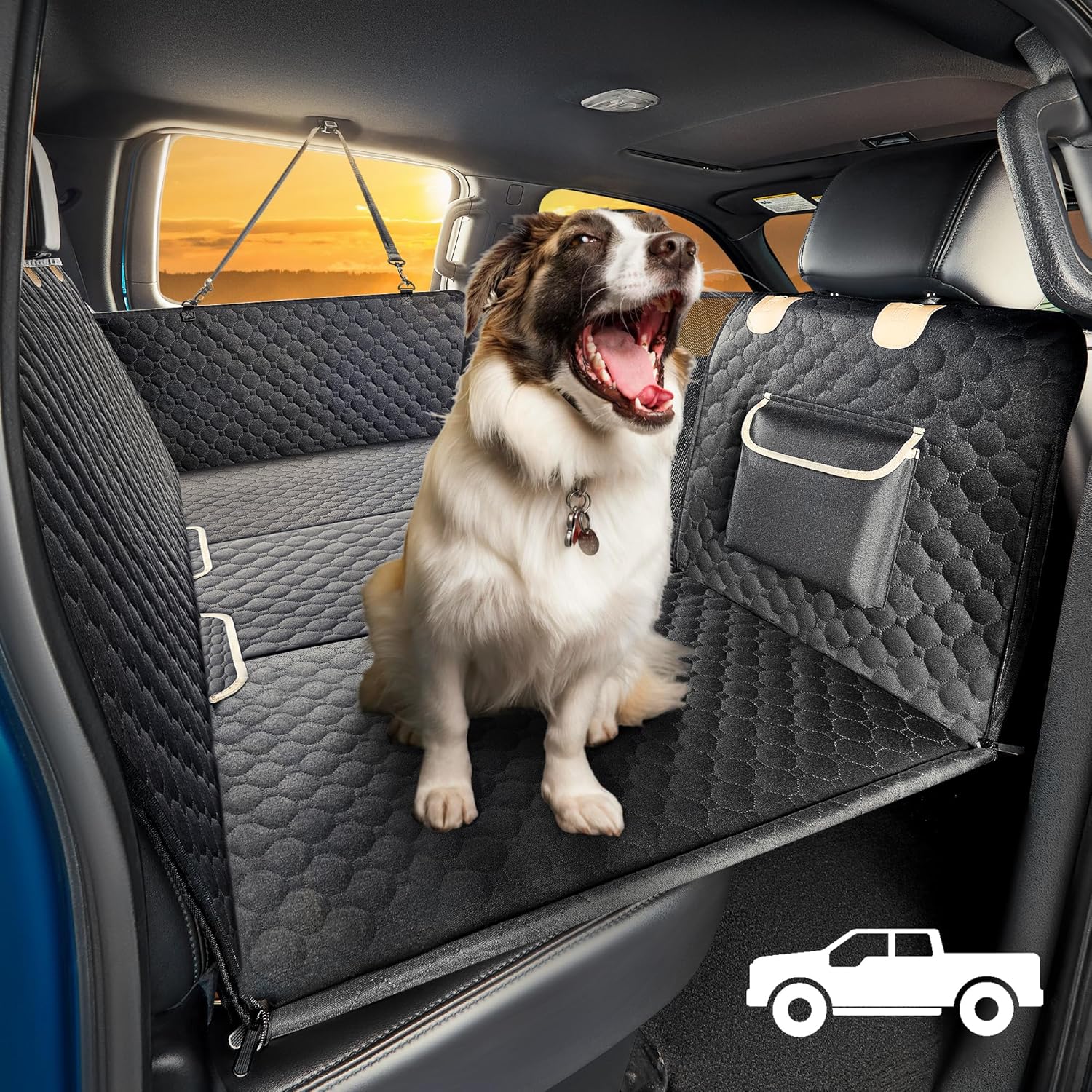 SHARLOVY XL Truck Back Seat Extender for Dogs, Large Hard Bottom Dog Car Seat Cover for Back Seat, Heavy Duty Dog Car Hammock, Waterproof Pet Seat Covers for Trucks, F150, Ram1500 and Large SUV For Large Truck Black for Truck