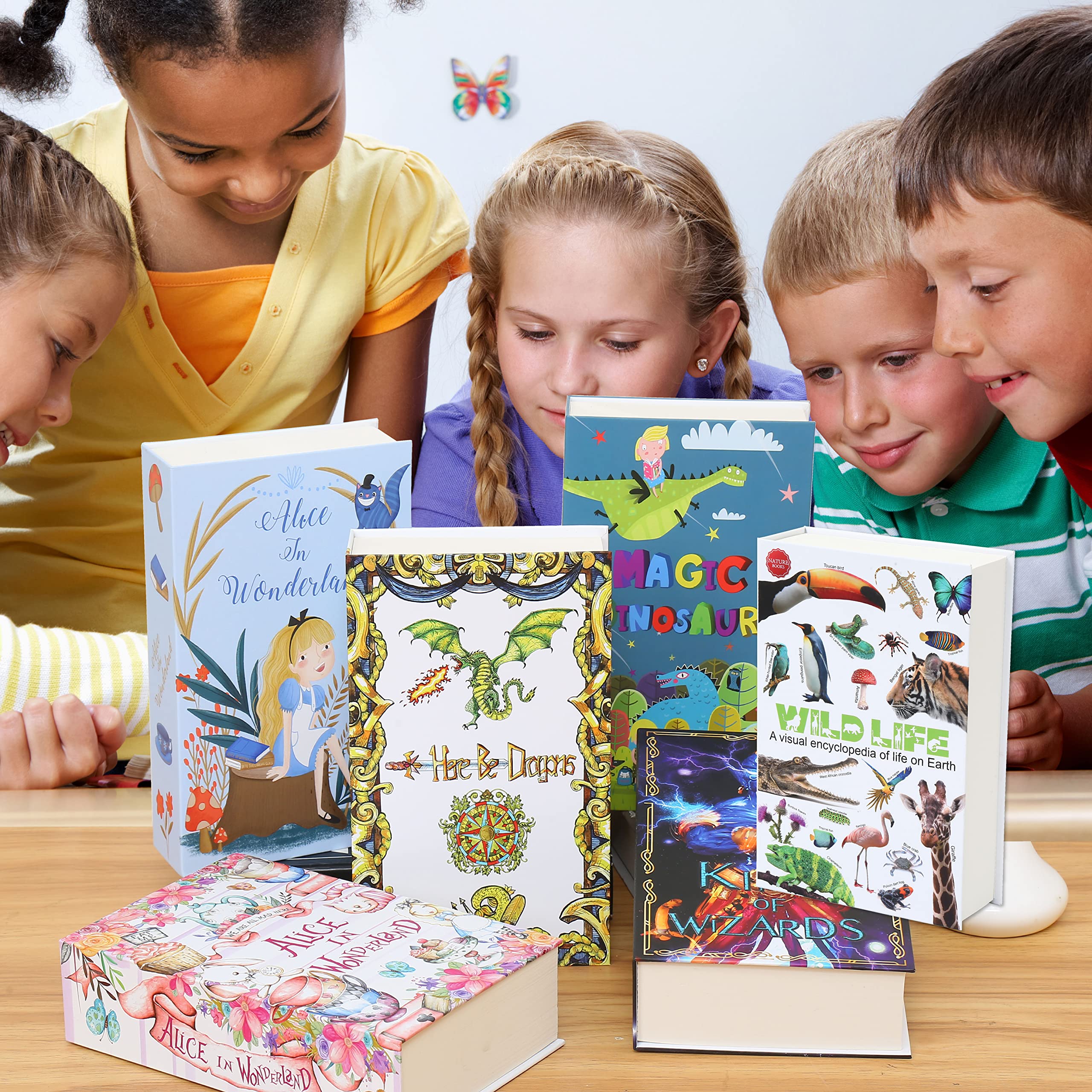 Wild Life Diversion Book Cassaforte con pagine reali, scatola di chiusura a combinazione, cassetta di sicurezza nascosta segreta con serratura a chiave, cassetta di sicurezza portatile in metallo