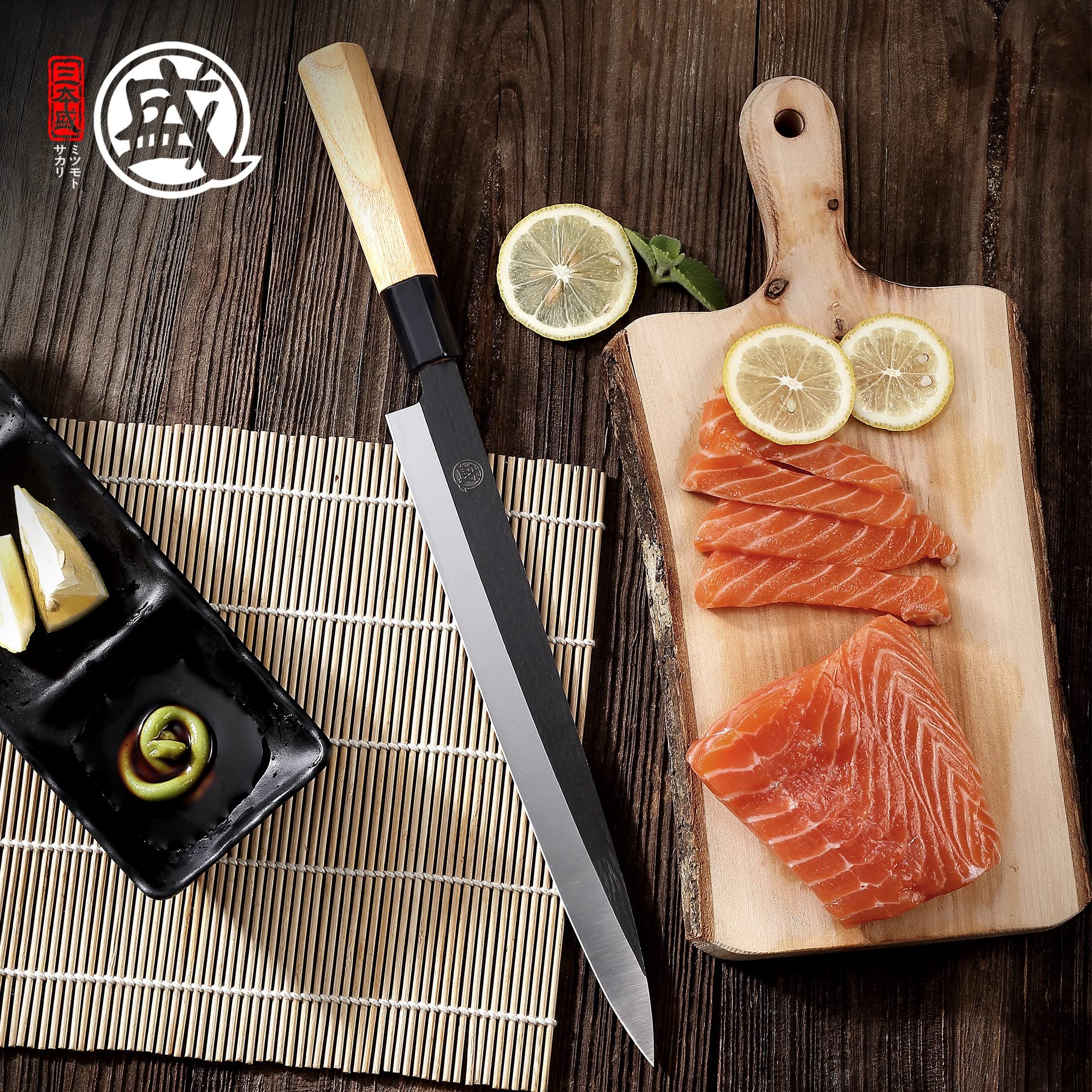 MITSUMOTO SAKARI 28 cm Coltello Yanagiba Giapponese in Lega di Tungsteno, Coltello Sashimi Professionale Forgiato a Mano