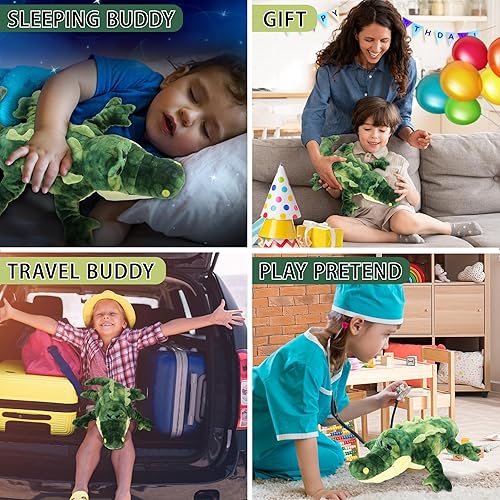 Miniatura 4 de Puzzled DolliBu - Animal de peluche de cocodrilo, suave cocodrilo verde, adorable juguete de peluche de cocodrilo para jugar, lindo regalo de vida