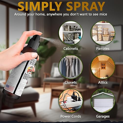 Miniatura 9 de Tougher Than Tom Aerosol repelente de ratones, paquete de 3, 8 onzas líquidas de aceite de canela y menta prémium en aerosol para roedores,