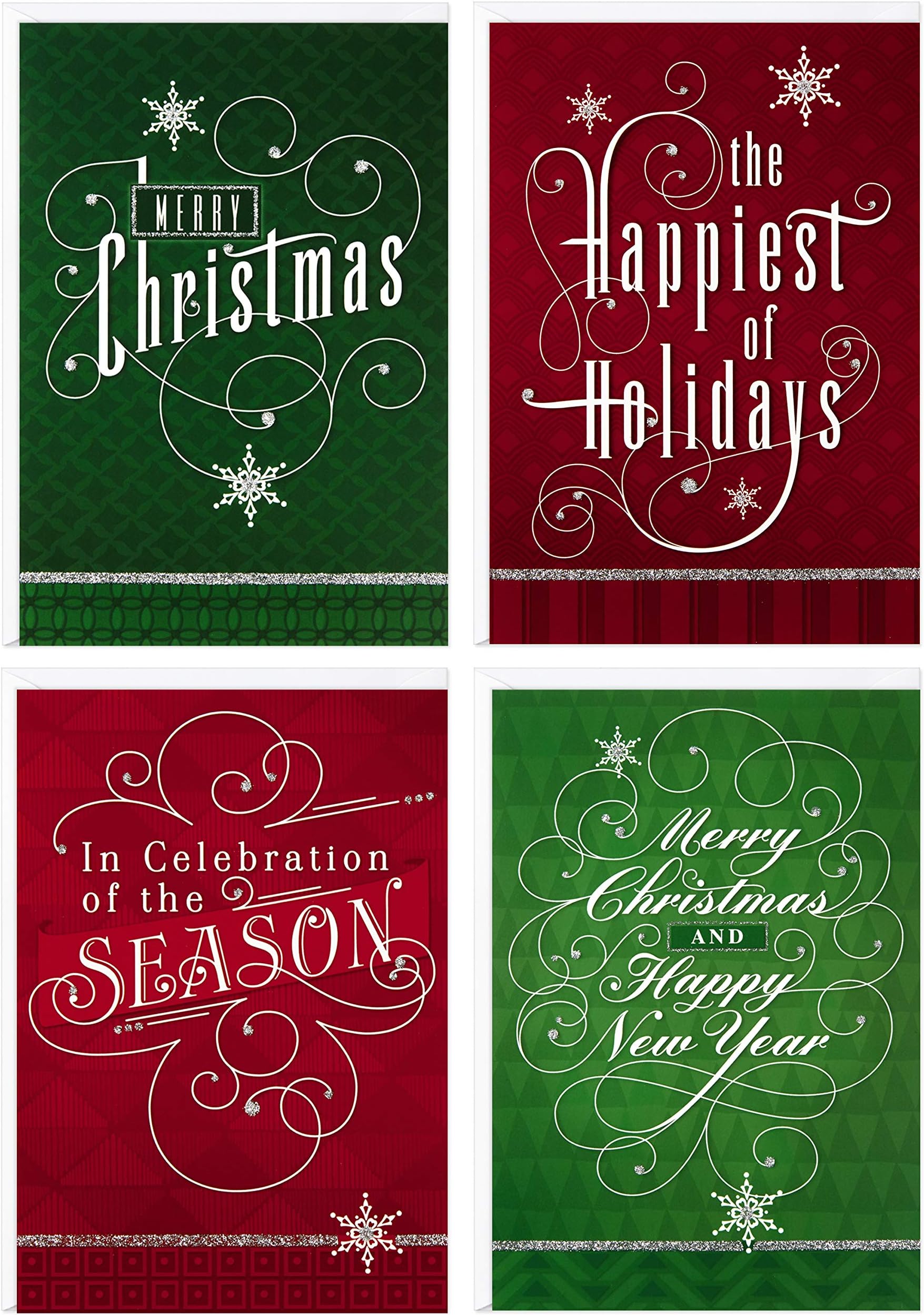 Hallmark Image Arts Christmas Boxed Cards Assortment, Elegant Lettering (4 Designs, 24 Cards with Envelopes)