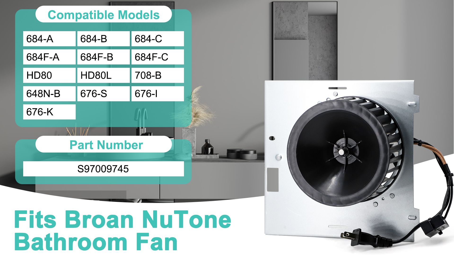 nページ Hipoilk S97009745 97009745 Bathroom Exhaust Fan Motor for Broan