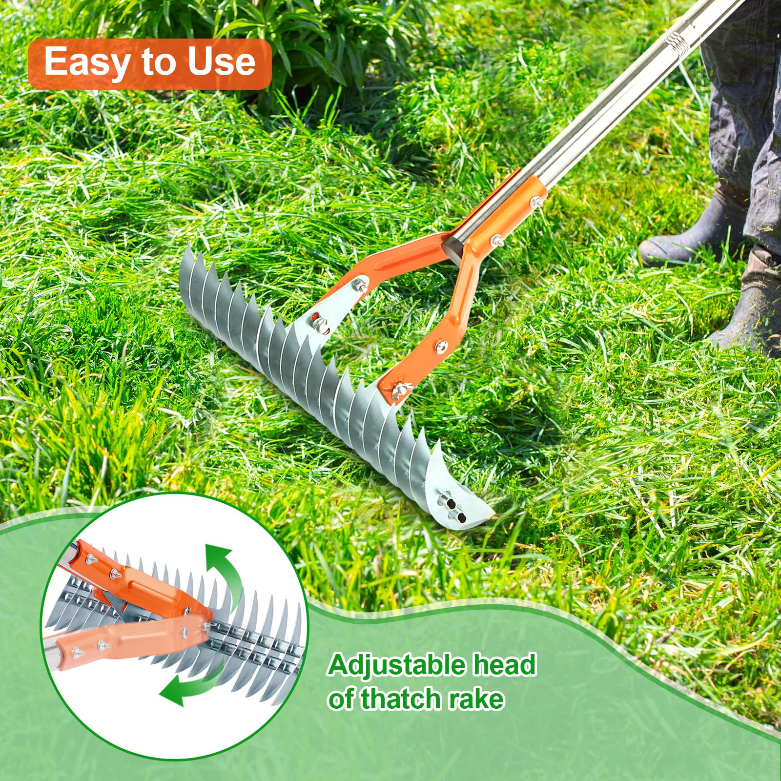 Scarificateur Gazon Manuel Râteau à Chaume De 38,1 Cm, Râteau De Chaume  Robuste Avec Gants, Râteau Rateau Scarificateur