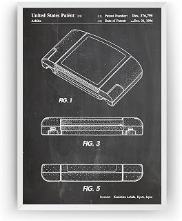 Magic Posters N64 Cartridge 1996 Patent Print - Games Room Retro Gaming Gamer Poster Giclee Art Wall Decor Vintage Blueprint Gift - Frame Not Included