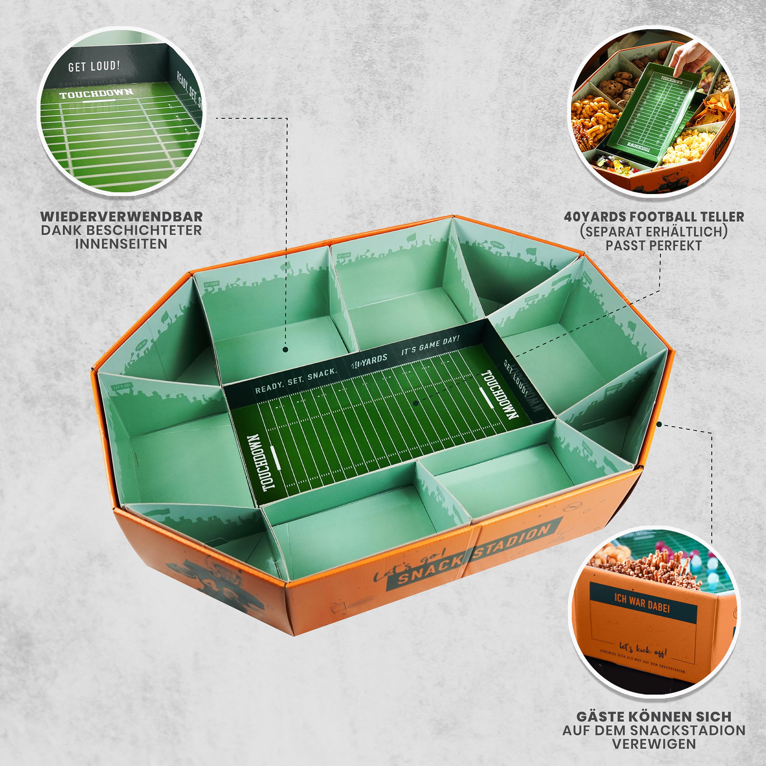 Snack Stadium da Football Americano Grande XXL 61 x 43 cm Decorazione Regalo Riutilizzabile