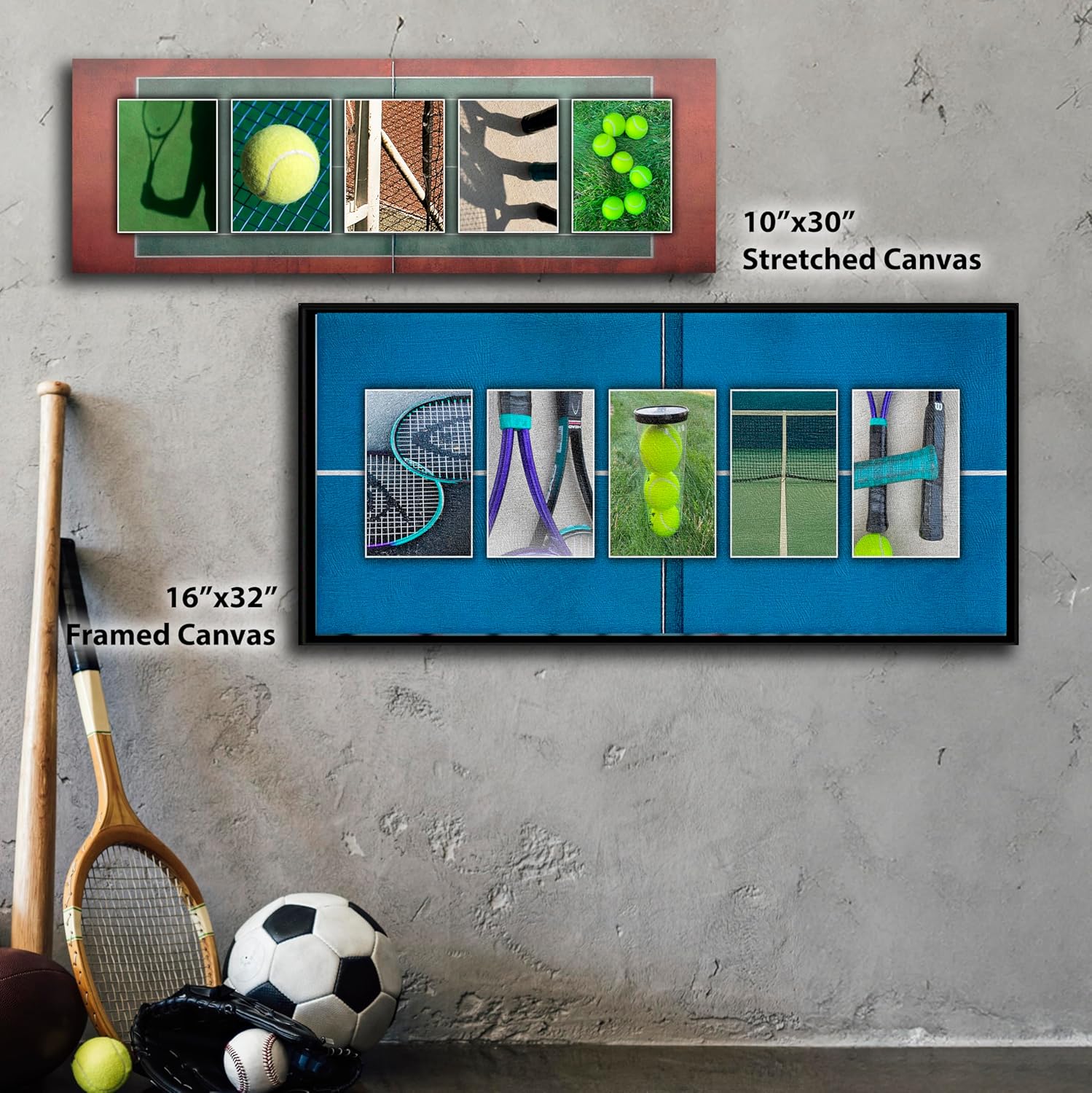 Personal-Prints TENNIS Décor or Gift for the Tennis Player, Coach, Tournament Champion, or Fan | Customized Tennis Name Wall Art Gift (6"x18" Stretched Canvas)