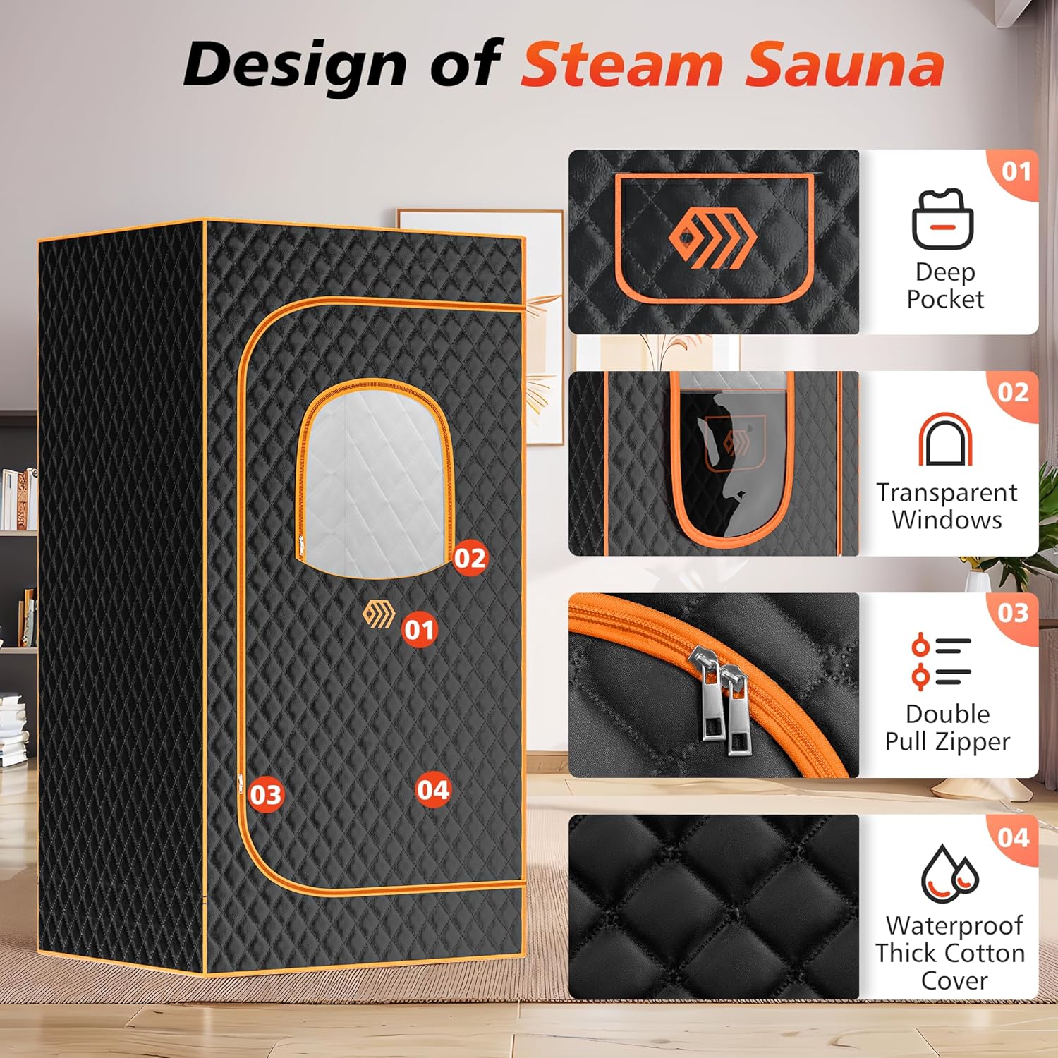 Portable Sauna Box, Personal Steam Sauna for Home with Steamer, Remote Control, Folding Chair and Mat, Portable Steam Sauna Tent, Home Spa for Relaxation