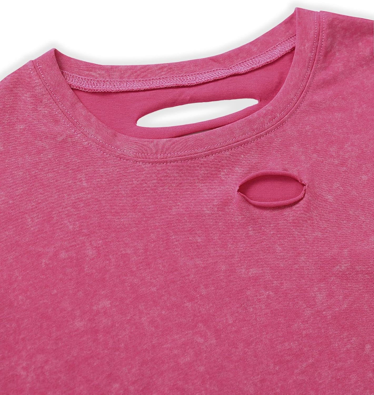 SOFIA'S CHOICE Women Oversized Short Sleeve Crop Top Ripped Distressed Tee Shirts Acid Wash Tshirt - Image 3