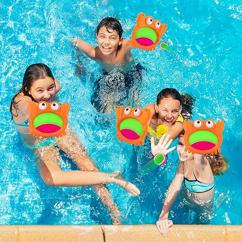 Miniatura 7 de Ayeboovi Juego de pelota para lanzar y atrapar, juguetes de playa, juegos al aire libre para niños, juguetes al aire libre, playa, patio, piscina,