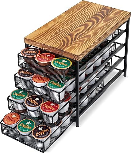 Soporte para cajones de cápsulas de café para taza K, organizador de cajones de cápsulas de café de 4 niveles, no requiere montaje, soporte para
