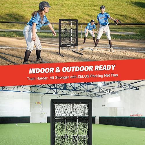 Miniatura 8 de ZELUS Red de lanzamiento de 9 agujeros Plus, red de béisbol con zona de ataque auténtica para uso en exteriores e interiores, red de entrenamiento
