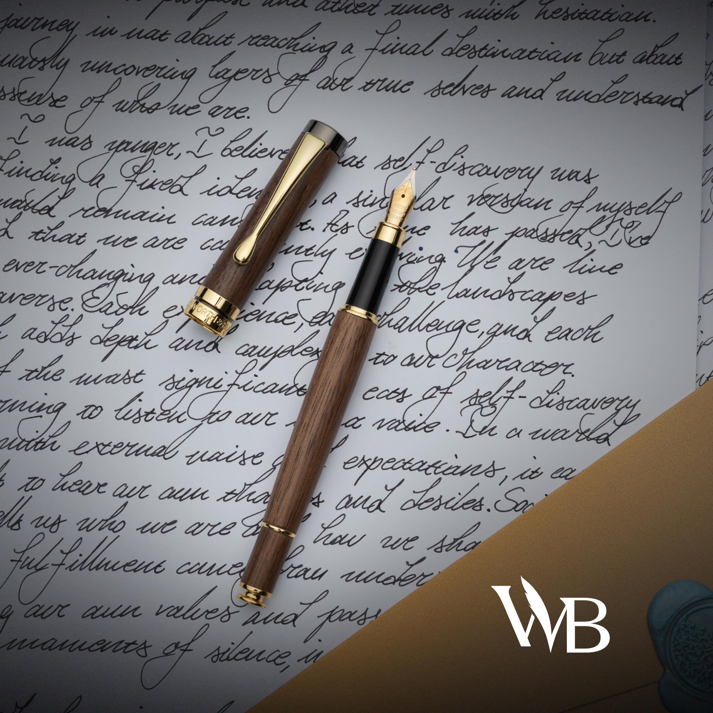 Wordsworth & Black Füllfederhalter-Geschenkset Holz, Bambus, 4 Federn | Füllfederhalter, Kalligrafie, Tintenfass + 6 Tintenpatronen, Konverter, Journaling, Geschenk für Männer & Frauen, Hochwertig