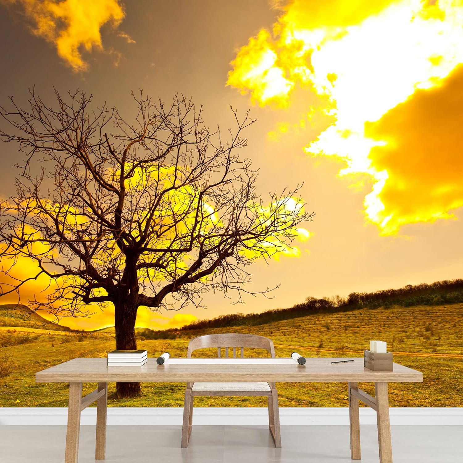 wall26 - Autumn Scene - Removable Wall Mural | Self-Adhesive Large Wallpaper - 66x96 inches
