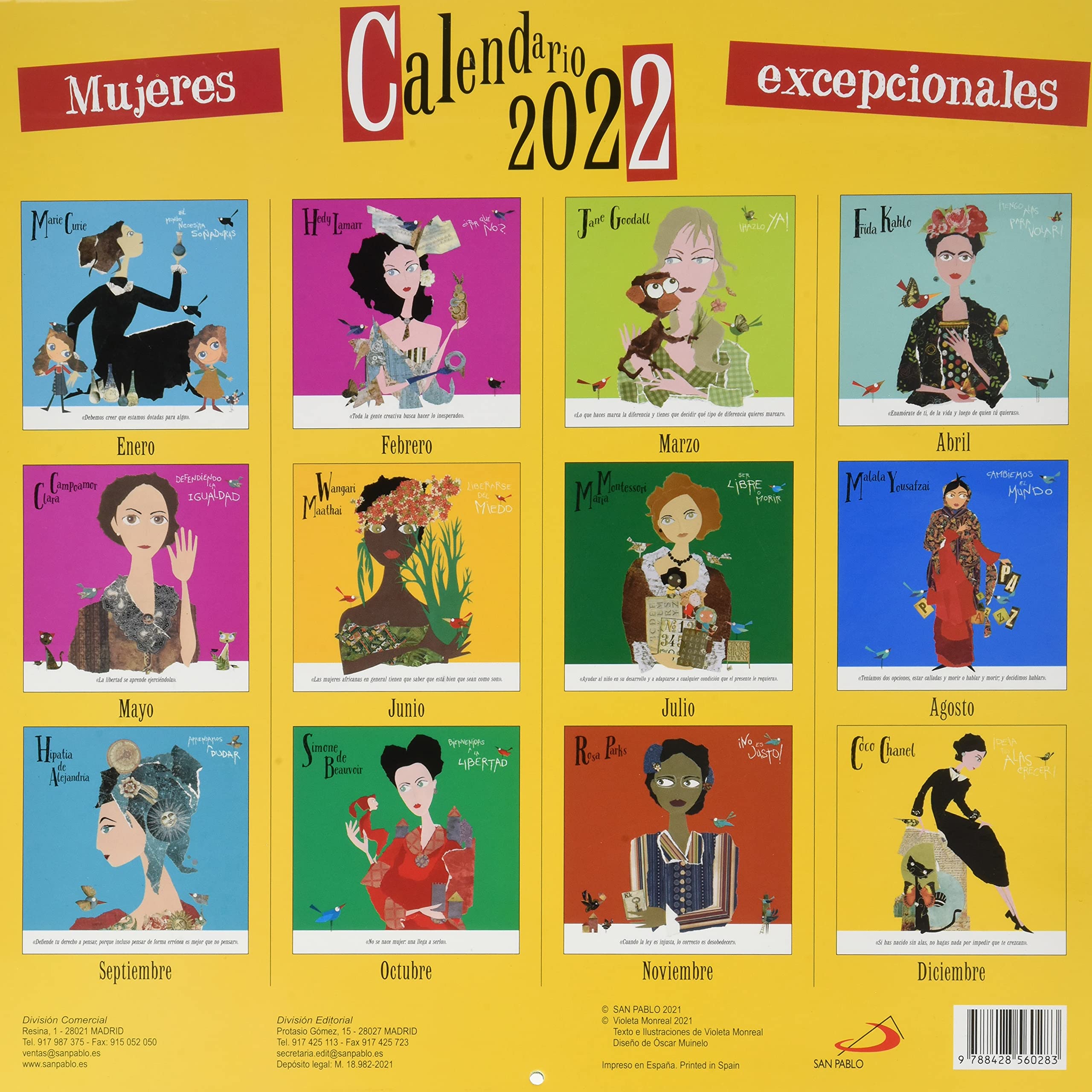 CALENDARIO PARED 2022. MUJERES EXCEPCIONALES (29,7 X 29,7 CM): «Lo más difícil es la decisión de actuar, el resto es meramente tenacidad».