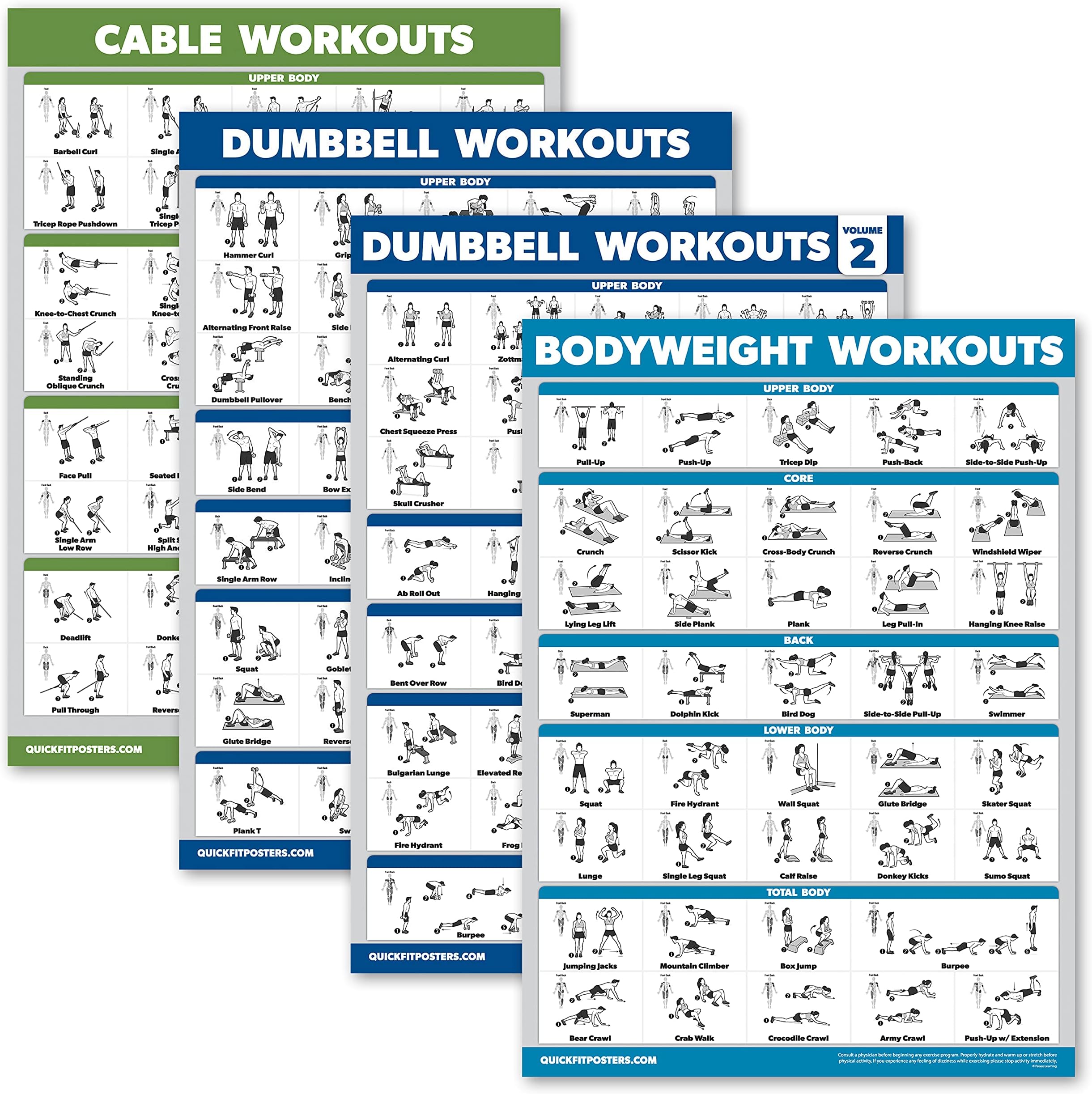 Amazon.com: Palace Learning 4 Pack - Cable Machine Workouts + Dumbbell ...