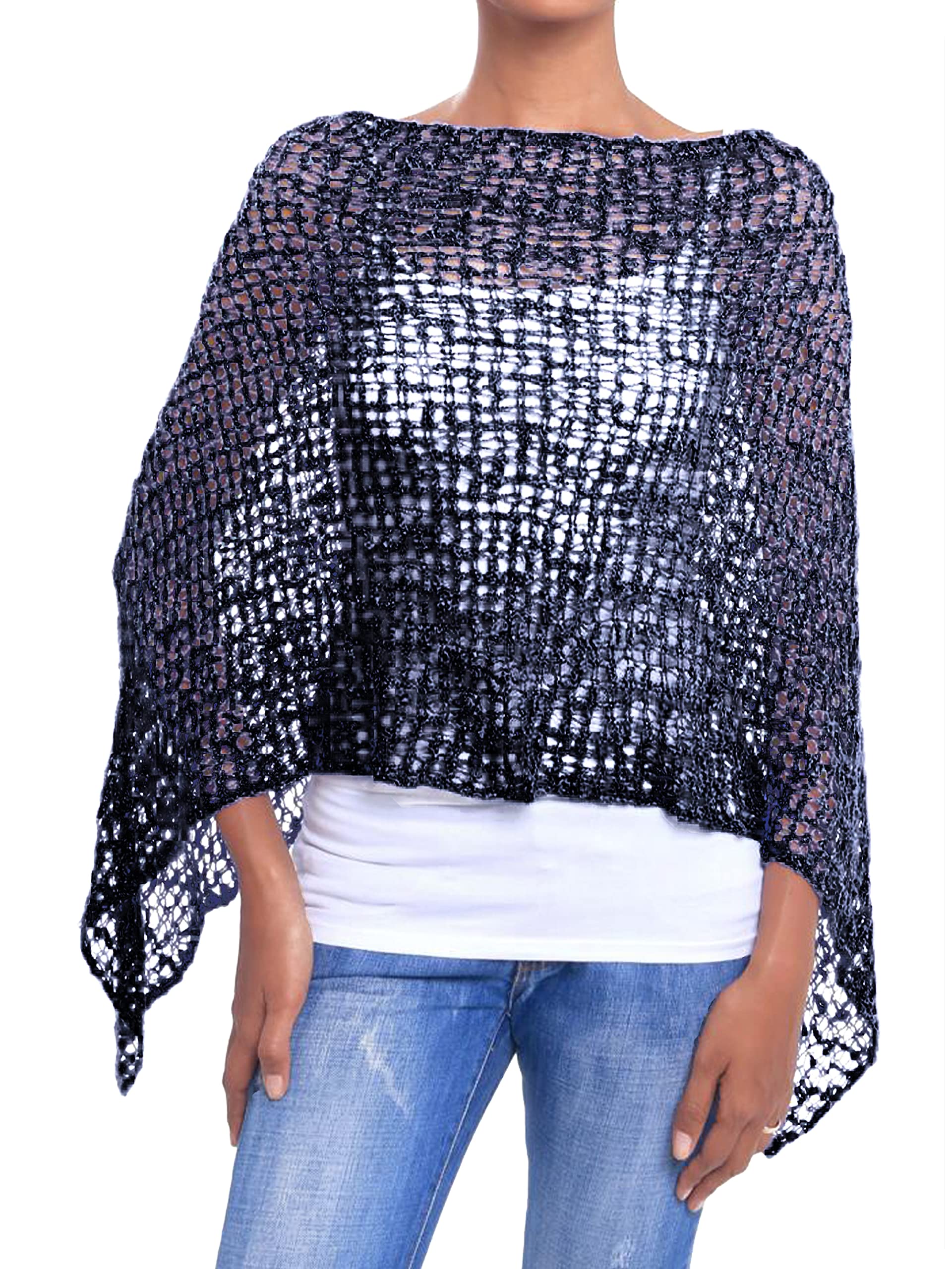 JOPHY & CO. Poncho Donna Rete Effetto a Maglia Coprispalle Crochet Estivo e Primaverile da Donna Leggero e Morbido (cod. 1511)