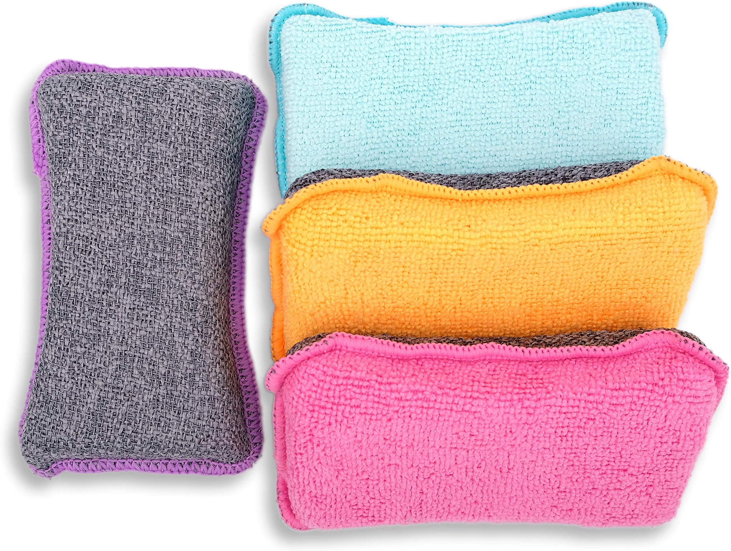 UPSTARMicrofiber Scrubber Sponge - Non-Scratch Kitchen Scrubbies, Dishwashing and Bathroom Sponges, Pack of 4, Size 6x3x1.6 Inch by GMSD