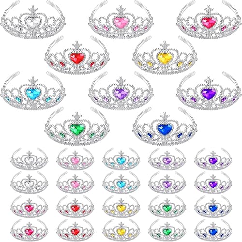 Juego de 30 tiaras de corona de princesa para niñas, tiaras de plástico a granel, disfraz de fiesta, accesorios de cumpleaños para niños